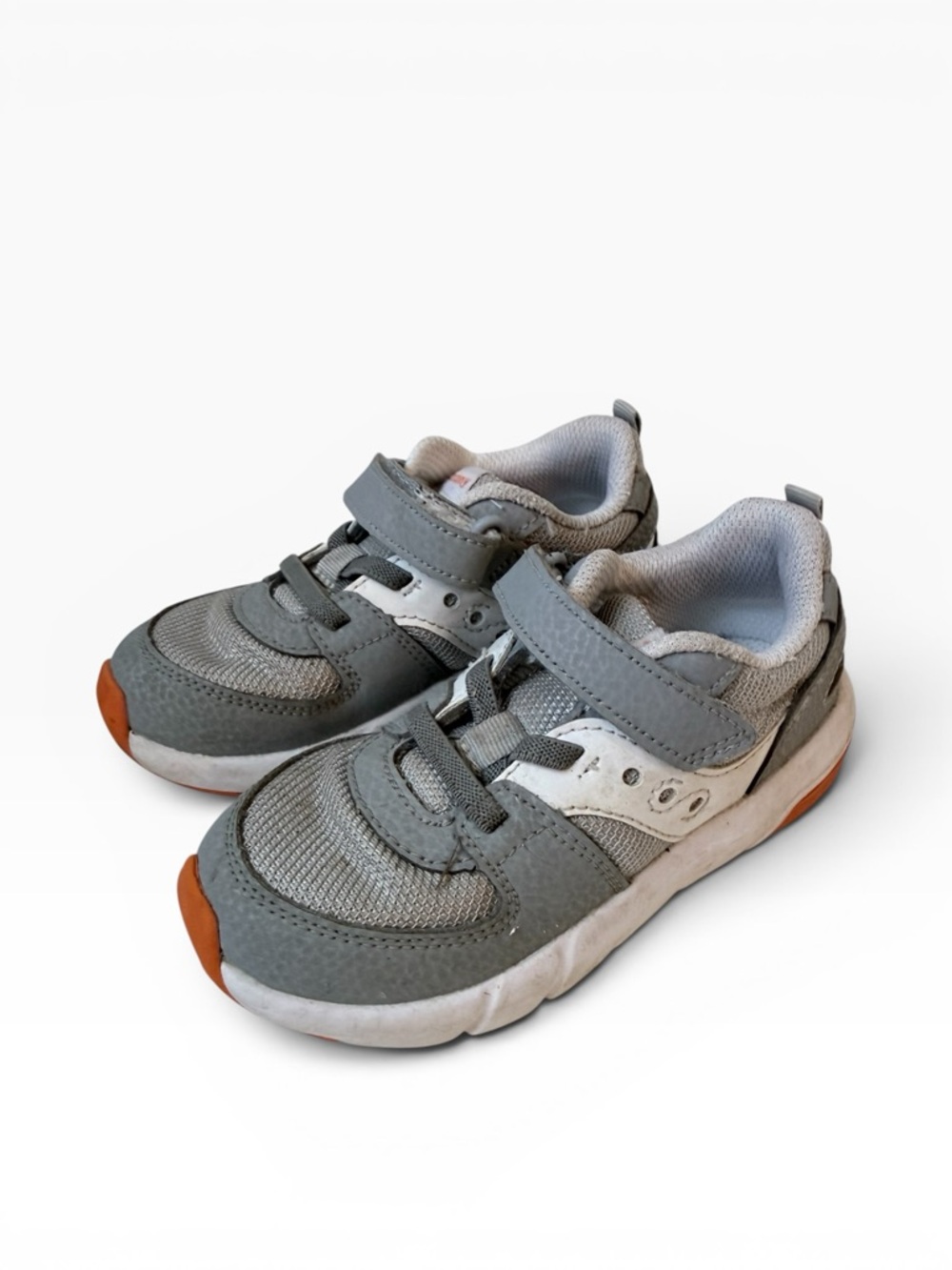 Saucony Kids Athletic Sneakers with Grey Orange Size 10